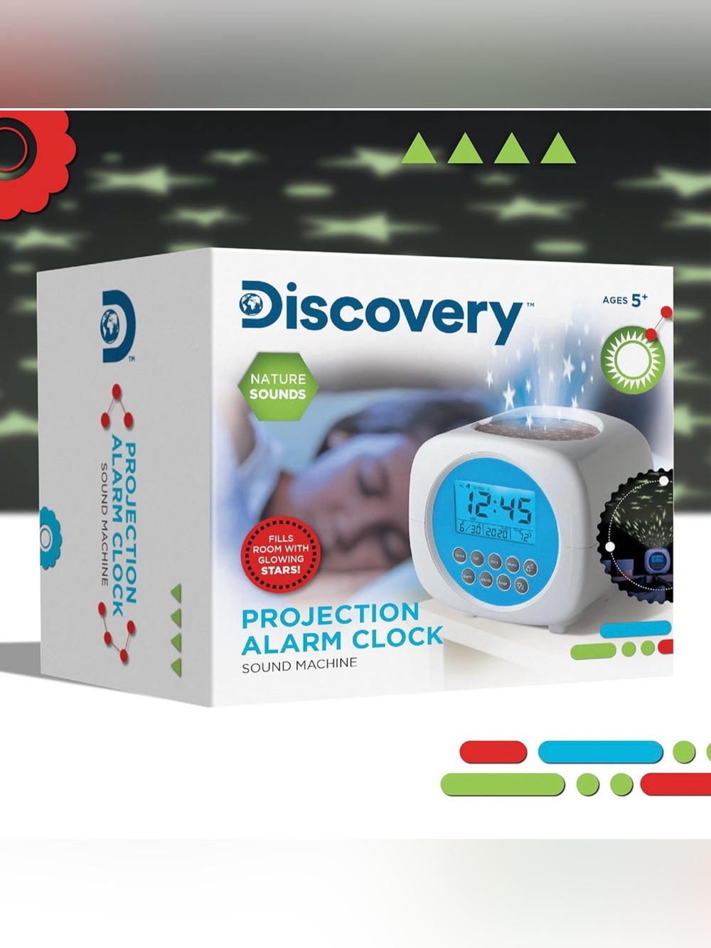 Discovery Kids Sound Machine Alarm Clock with Stars Projection